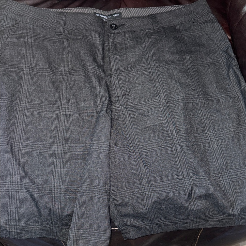 O'Neill Gray Plaid Men's Flat Front Shorts